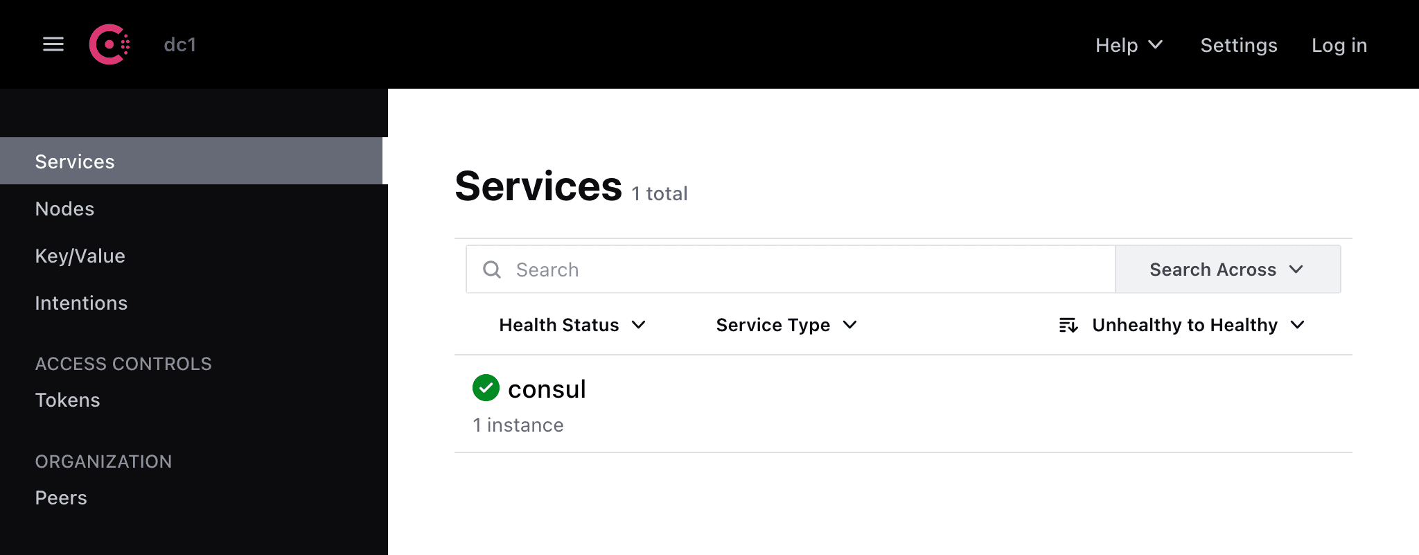 Services page - Default token