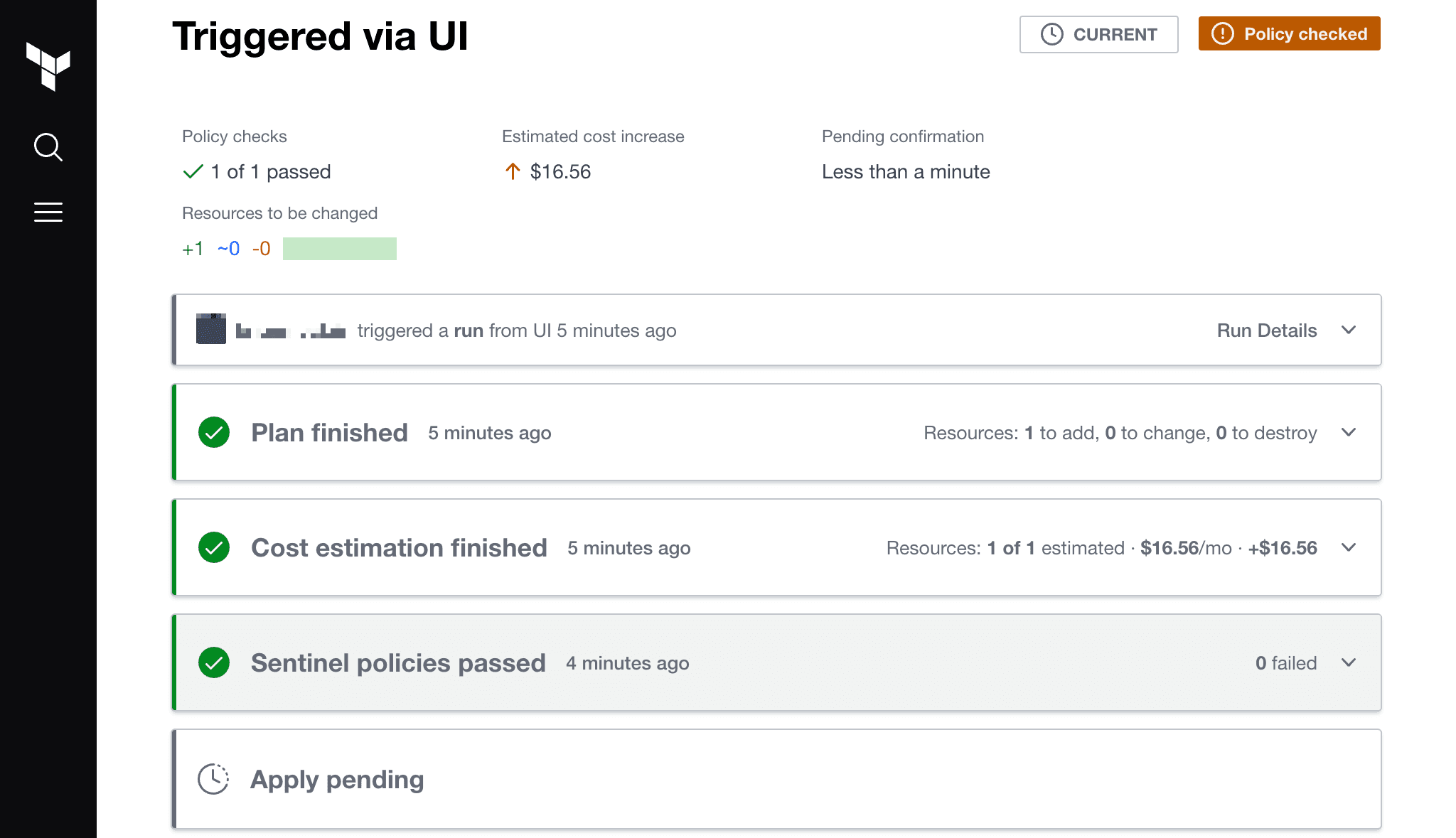 Passed Sentinel policy check