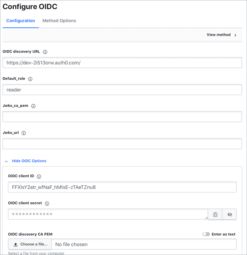 OIDC configuration